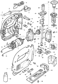 Page A Diagram and Parts List for TV450 Type 1 Black and Decker Jig Saw